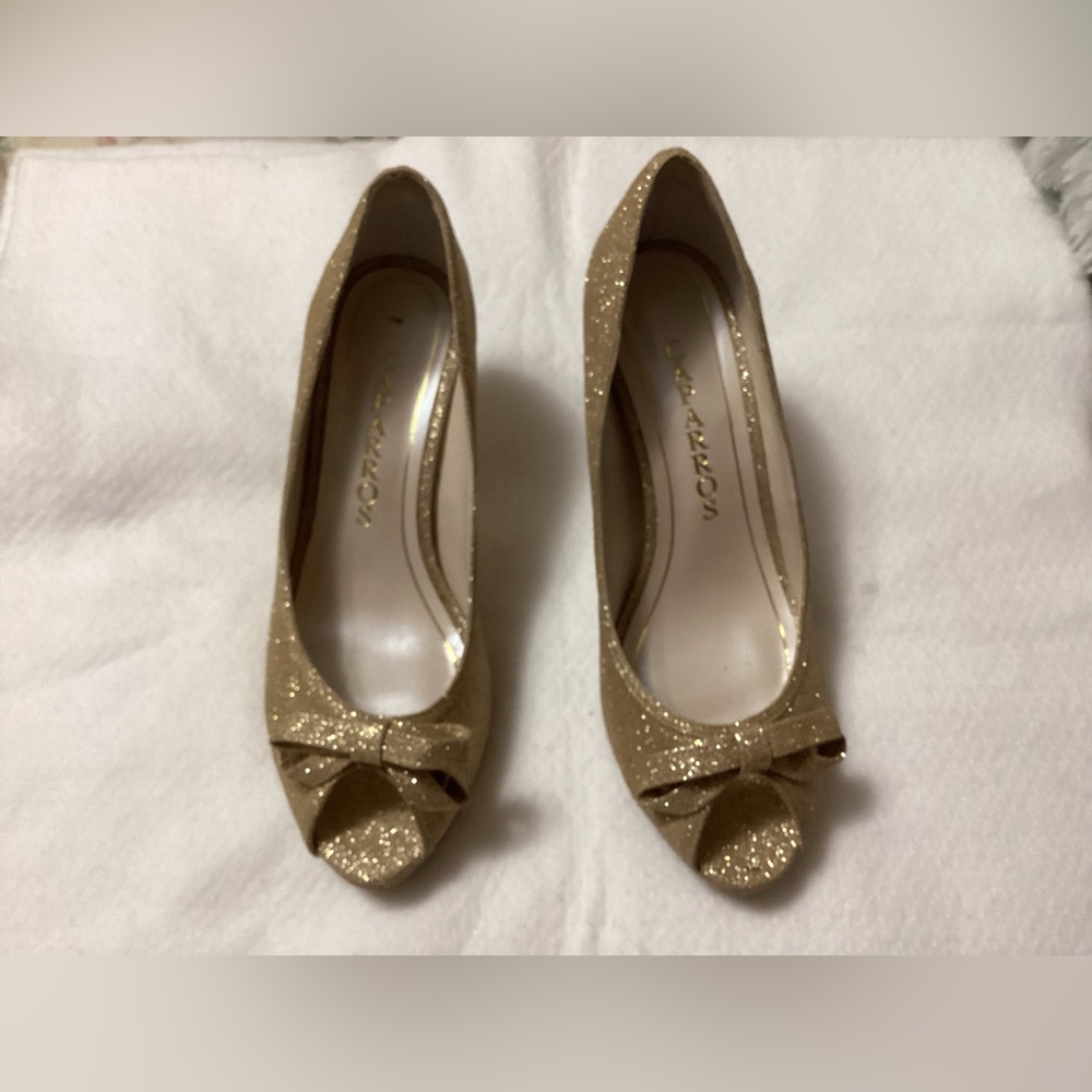 Caparros Gold Glitter Heels with Bow